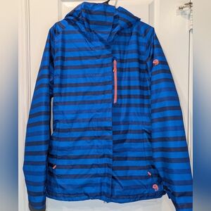 Mountain Hardwear XL Thermal.Q Ski Jacket Blue Stripe RECCO Snow Coat